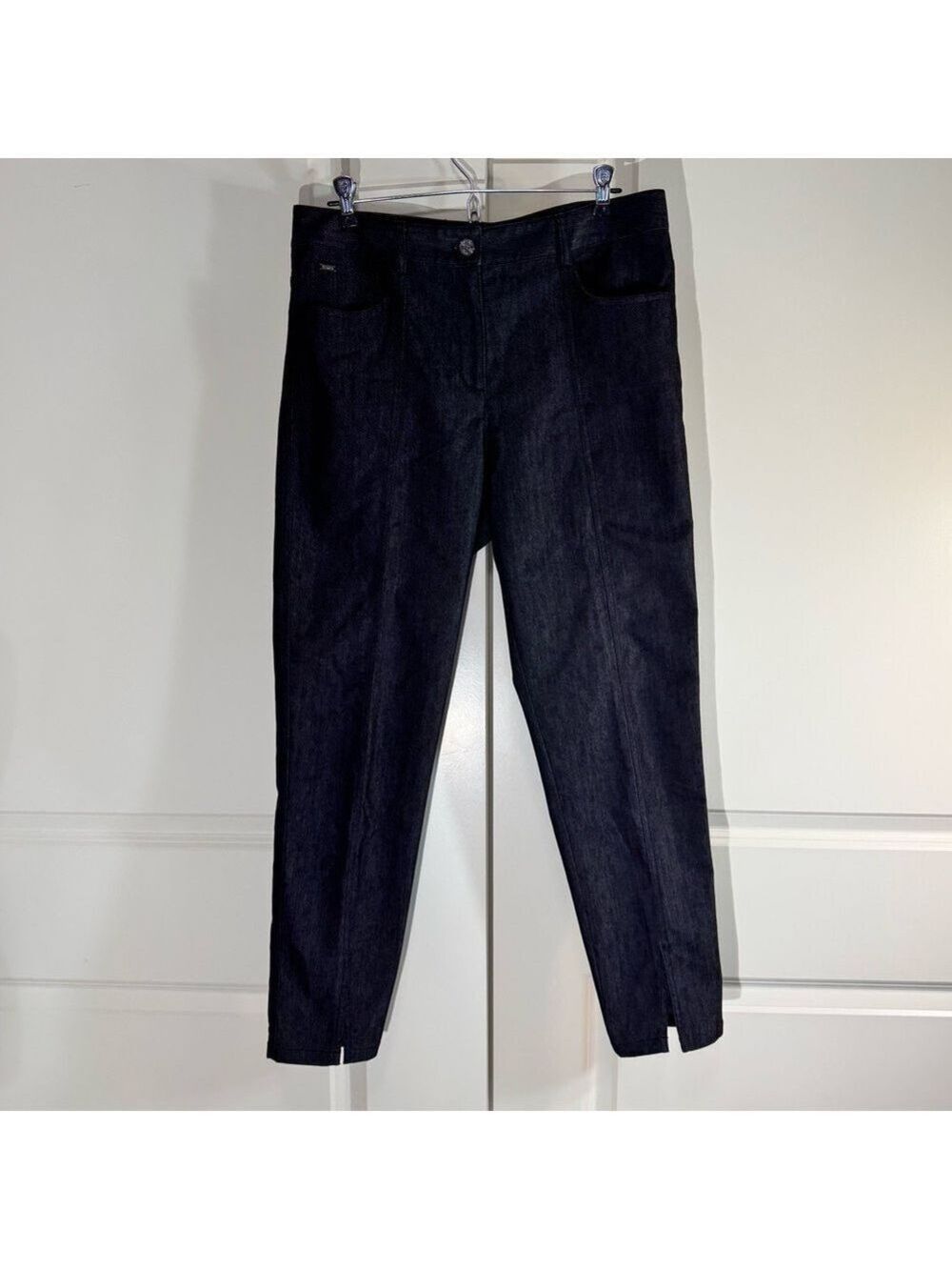 St. John Dark Blue Ankle Jeans with Front Slit at Hem 10